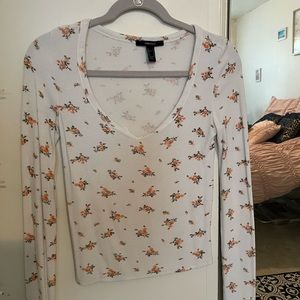 White long sleeve floral shirt